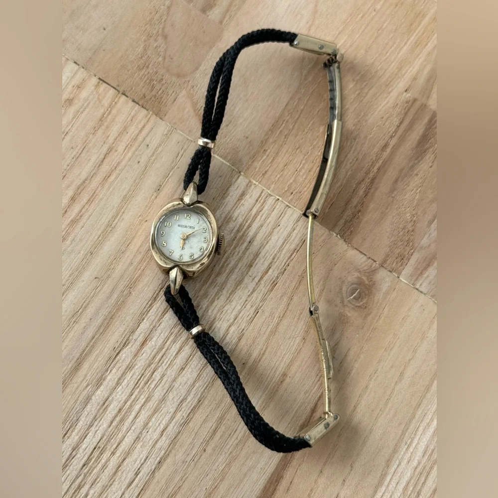 Wadsworth Mechanical Vintage Gold Plated Ladies Watch Rope Bracelet Gold Case